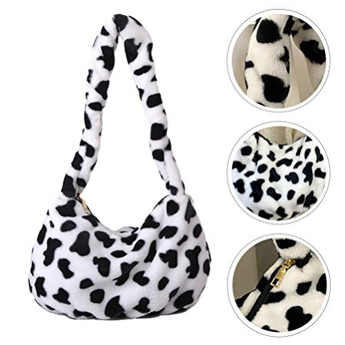 Amosfun Bolsa de Pelúcia Nas Axilas Bolsa Com Estampa de Vacas Nas Axilas Bolsa de Falsa Bolsa de Om