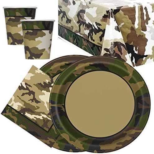 Military Camo Party Tableware Pack for 16