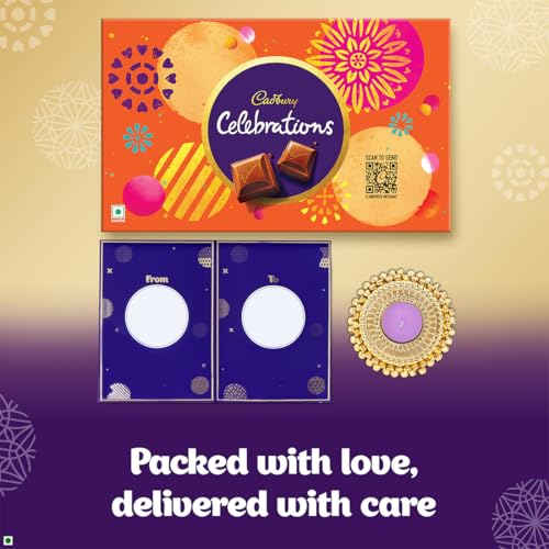 Image of Cadbury Celebrations Chocolate Combo Diwali Gift Pack with Greeting Card and Diya, 189.6 g