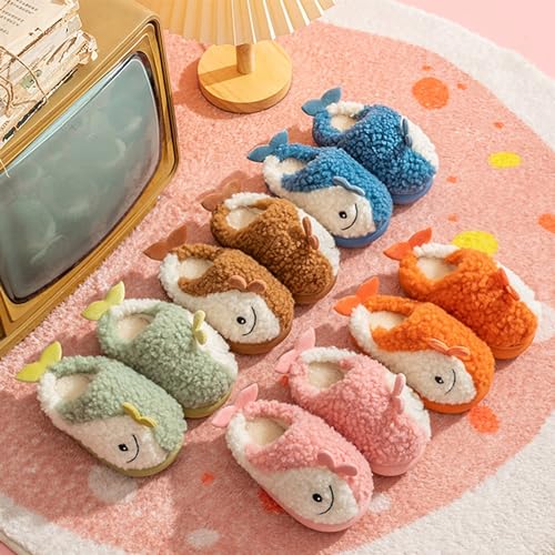 Boys Girls Plush Fish Slippers Cute Cartoon Non-Slip Fleece Slippers Fall Winter Warm Soft Cozy Indoor Sandals2