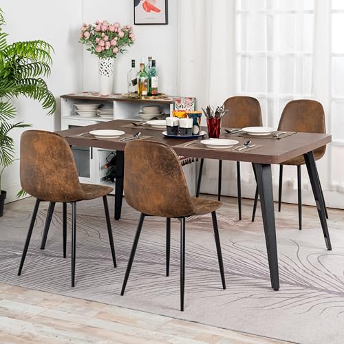 FurnitureR Esstisch 150cm Vintage Effekt Küchentisch mit Heavy Duty Metallbeinen Moderner hölzerner rechteckiger Esstisch für 4-6 Person Esszimmer Restaurant Apartments, braun