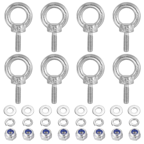 PATIKIL M3 x 9mm Lifting Shoulder Eye Bolt Set 304 Stainless Steel 8Pcs