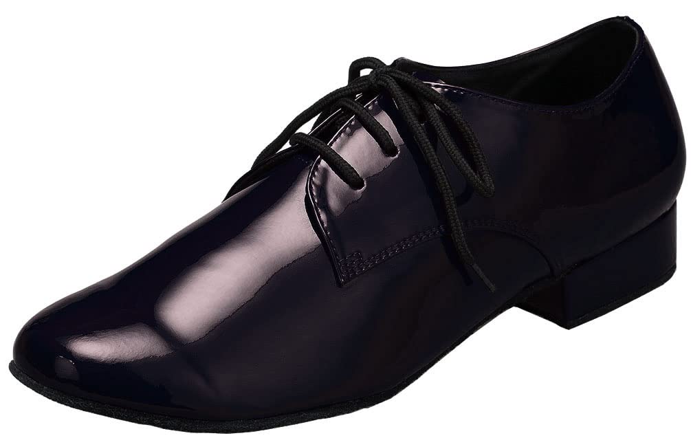 Scarpe jazz da uomo in morbida pelle, stile latino, con lacci e punta chiusa, 4 cm, standard