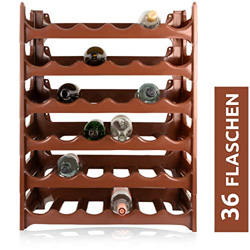 ARTECSIS Cantinetta Portabottiglie in Plastica Modulare 36 Bottiglie Marrone