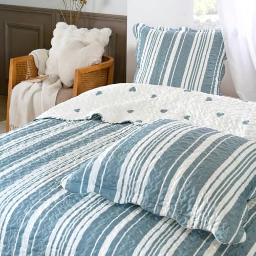 Lovely Casa Couvre lit boutis réversible avec 2 taies d'oreiller 65x65cm