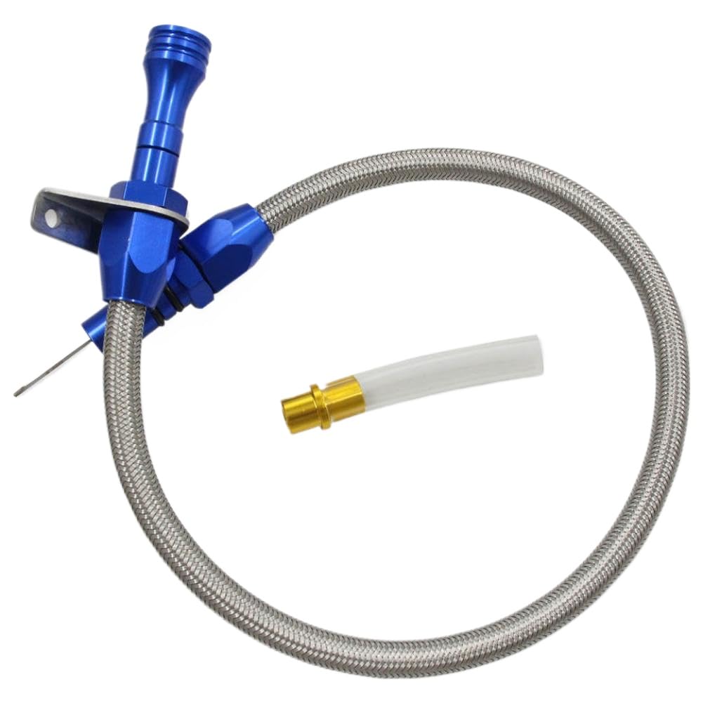 Aruwswoce Blue Mount Flexible Braided Transmission Dipstick Stainless Steel Tube Compatible With Gm 4L80e 4L60e Sbc Bbc Th350 Th400 Turbo 700R4(Blue)