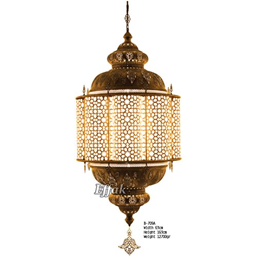 Sudamlasibazaar - Brass Pendant Chandelier 64", Pendant Lamp, Ceiling Pendant Fixtures, Turkish Lamp, Interior Design, Dining Room Lighting, Decorative Lights, Moroccan Lantern, Arabic Furniture