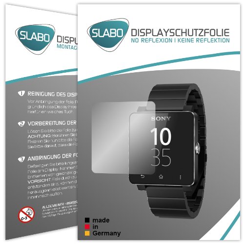 Slabo 2 x Protector de Pantalla Sony SmartWatch 2 lámina Protectora de Pantalla No Reflexion   No Reflexiones Mate suprime Reflejos Made IN Germany
