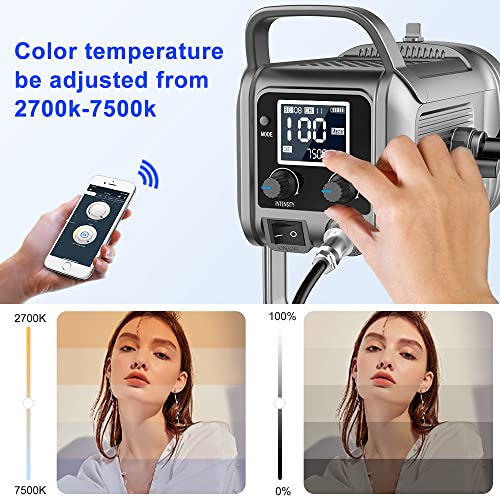 Image of GVM 150W LED Video Light 2700K~7500K Video Light Photography Studio Light Kit with Lantern Softbox & Stand, CRI97+TLCI97 with 8 Lighting+Custom Effects for Outdoor Shoot YouTube Videos