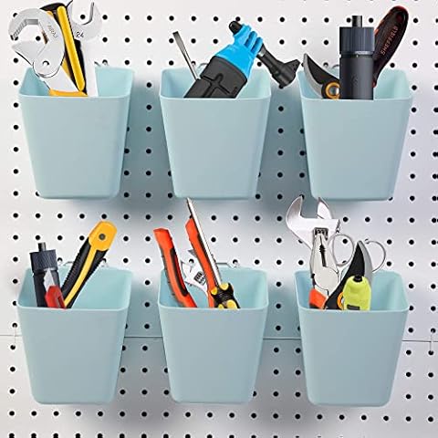 Large Pegboard Bins with Hooks, for Organizing Various Tools, 6 Pack Cover
