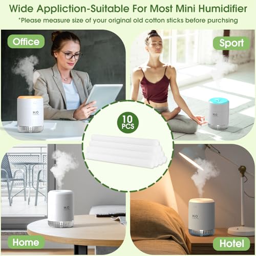 Image of 10 Pieces Humidifier Sticks Filter，Replacement Wick Humidifiers Filter Sticks, Humidifier Sticks Cotton Filter Refill Sticks Filter Replacement Parts for KARFUN 350ml Mini Humidifier