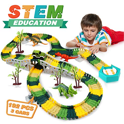 EpochAir Dinosaur Toys - Dinosaur World Road Race, Flexible Track Toy Set