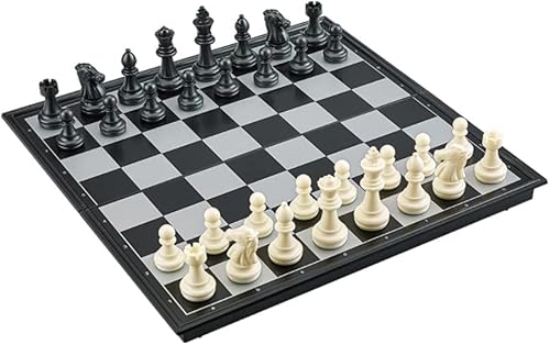 ROLTIN Juego de tablero magnético de ajedrez de viaje con ajedrez plegable 2 extra para principiantes y adultos