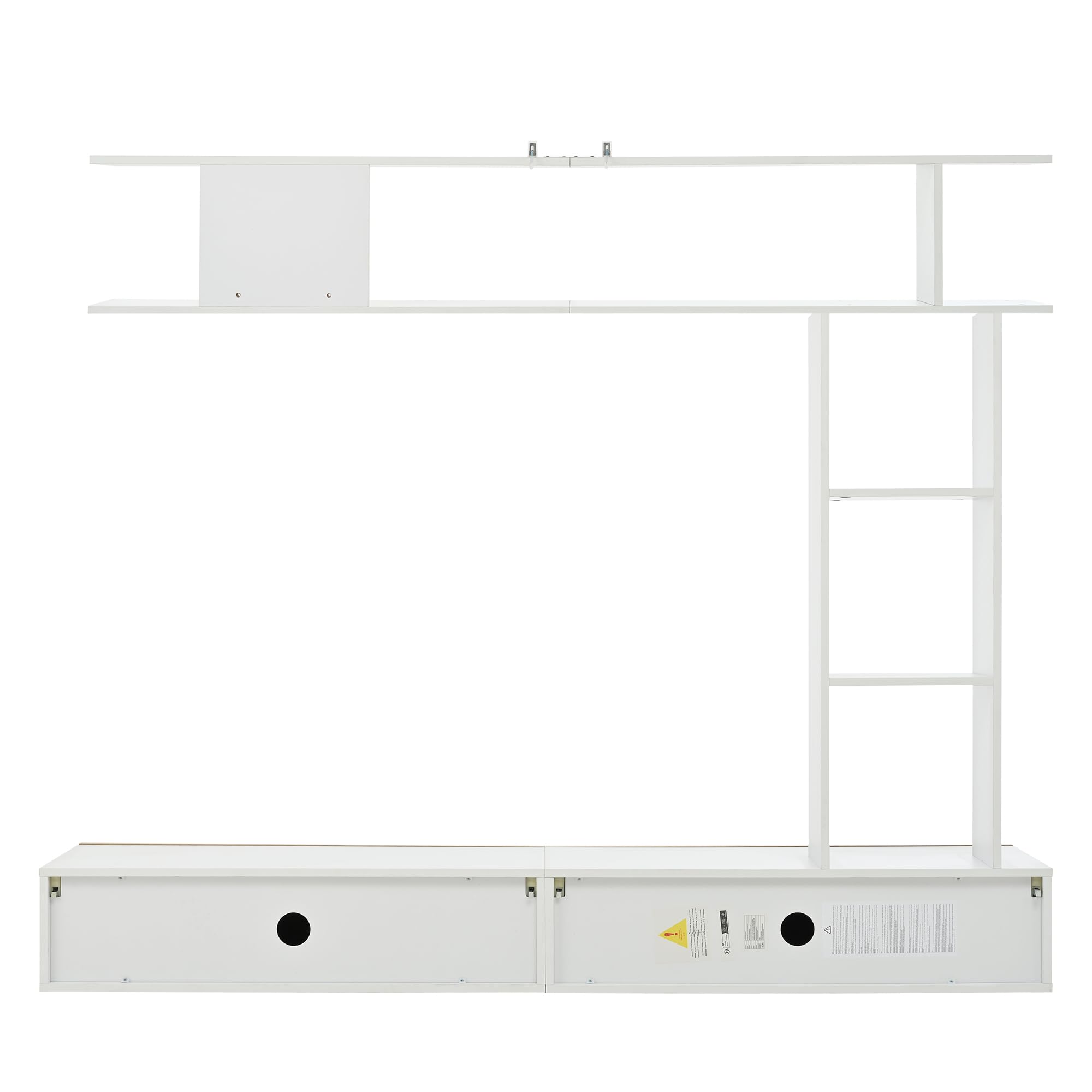 Set da parete per TV, 180 x 35 x 22,5 cm, con vetrina, supporto e mensola, TV fino a 80", bianco + legno
