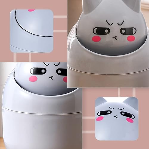 Miniatura 4 de Mipcase Contenedores de almacenamiento de plástico, mini basurero de escritorio de animales, tapa oscilante, papelera de papel pequeña, papelera de