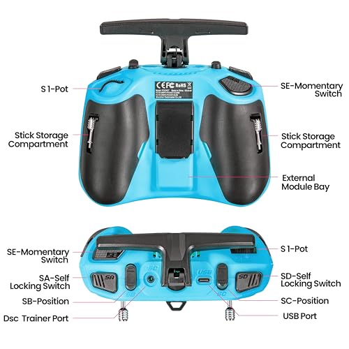 Image of Radiomaster Pocket ELRS Remote Controller Portable Hall Gimbal EdgeTX 2.10.5 Transmitter with LED Light for FPV Drone /RC Helicopter&Car Boats&Multirotor (Battery Not Included)