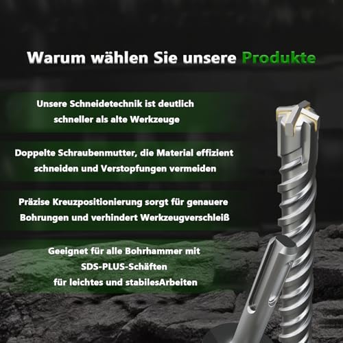 CATITO 8x160 SDS PLUS Bohrer, Schlagbohrer, Hammerbohrer, Professionelle Betonbohrer, ideal zum Bohren von Beton, Naturstein, Ziegelwand und vieles mehr