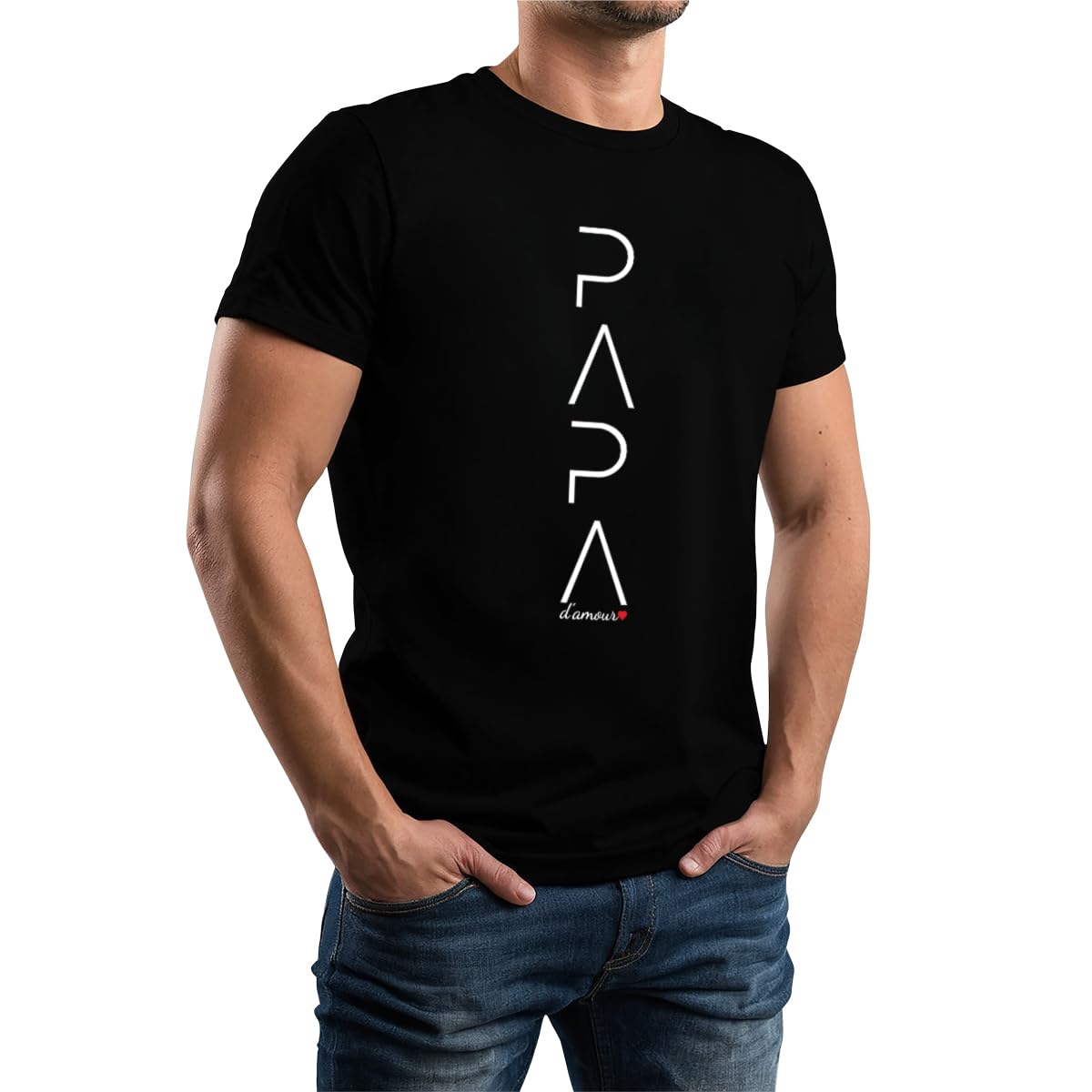 Magmatic - T-Shirt Papa d'amour, Cadeau Fête des Pères, T Shirt Papa, Cadeau Tee Shirt Fete des Peres, Cadeau Homme Noël Anniversaire