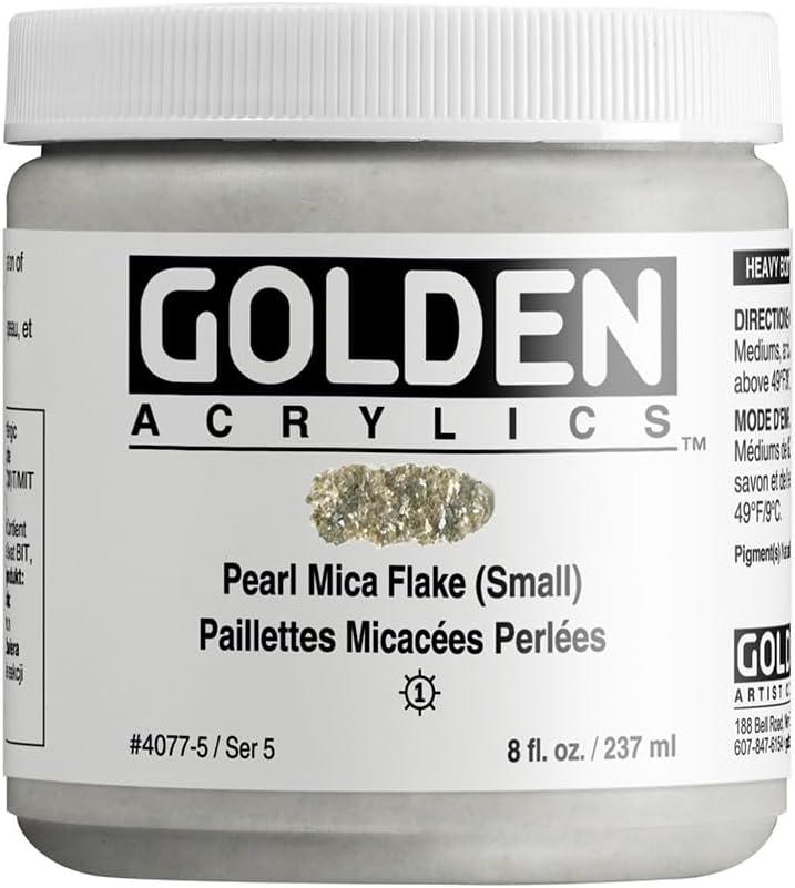 GOLDEN Heavy Body Acrylics, Pearl Mica Flake (Small), 8 fl. oz. Jar, Professional Acrylic Paint