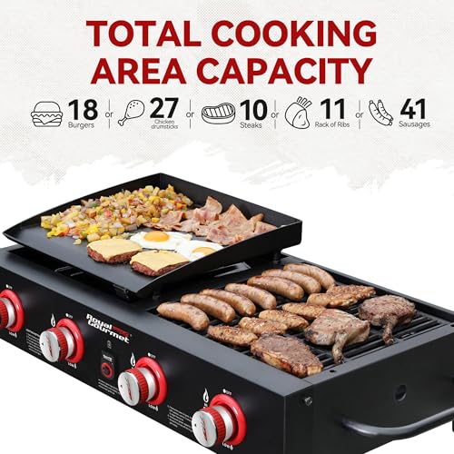 Image of Royal Gourmet GD4002T 4-Burner Tailgater Grill and Griddle Combo