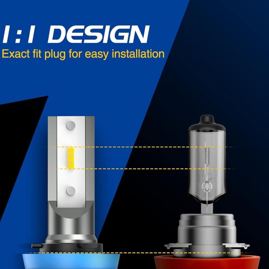 H11 LED FrontIight Bulbs, Ultra 100,000LM 20X Brighter, 65W 6500K Cool White, Z1Pro Max H16 H8 H9 Driving Light Bulb, Plug N Play, 160000hrs Lifespan, Pack of 2