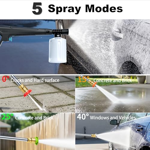 Image of 2026 Upgraded Pressure Washer 5000PSI with Luggage-Style Telescopic Handle, 4 Quick-Connect Nozzles, 500ML Soap Tank, Portable High-Power Cleaning Machine for Car, Fence, Driveway, Patio & Home,Green