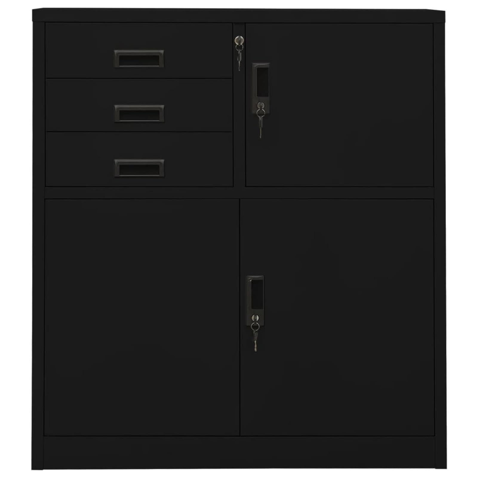 GuyAna Armadio per Ufficio Nero 90x40x102 cm in Acciaio,Armadi Archivio,Armadio per Ufficio,Mobile Ufficio(SPU:336407)