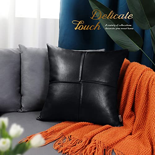 Image of BRAWARM Pack of 2 Throw Pillow Covers Cases for Couch Sofa Home Decoration Solid Dyed Striped Soft Chenille 16 X 16 Inches Classic Blue