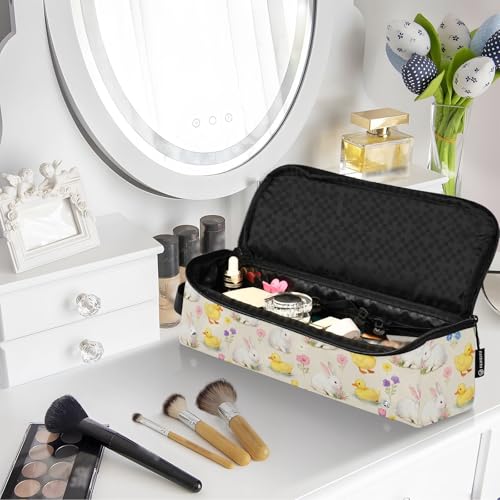 Bolso de viaje beige Bunny Duck para herramientas de cabello como planchas, rizadores, secadores y accesorios. Organizer resistente al calor y portátil, ideal para viajes y uso en casa. miniatura 7