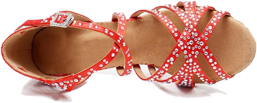 Women's Peep Toe Cross Strap Rhinestones Social Tango Ballroom Latin Modern Dance Shoes Wedding Party Sandals