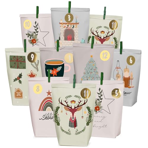 Anyunkey Adventskalender zum Befüllen, 24 Tüten