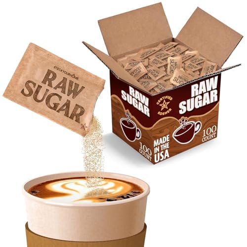 Image of Stock Your Home Bulk Sugar Packets, 100 Count, Turbinado Raw Sugar
