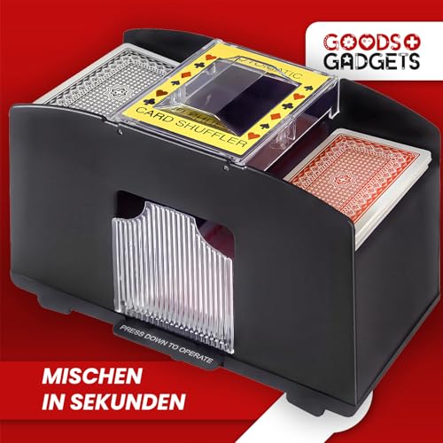 Elektrischer Kartenmischer Automatische XXL Karten-Mischmaschine für 4 Decks; Batteriebetrieben für sämtliche Spielkarten bis 90 mm