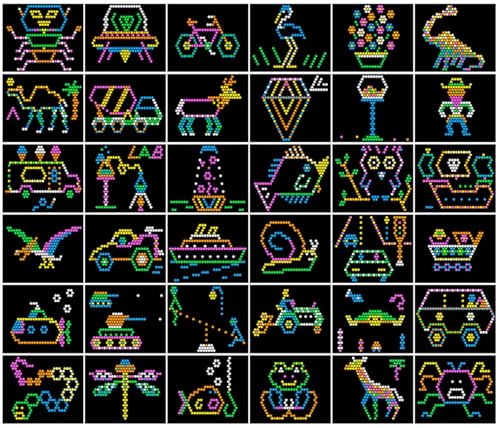 Starter Pack #2 - Template Pattern Refill Sheets for Lite Brite Ultimate Classic - (36 Pack - 7x8)