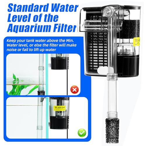 Image of AQUANEAT Aquarium Hang on HOB Power Filter 5 Gallon Rimless Small Fish Tank Filter 90GPH (up to 5Gal)