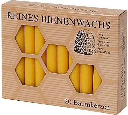 Baumkerzen 20 Stück aus 100% reinem Bienenwachs, 100/13 mm, Bienenwachskerzen, Pyramidenkerzen, Christbaumkerzen, Weihnachtsbaumkerzen, Tannenbaumkerzen