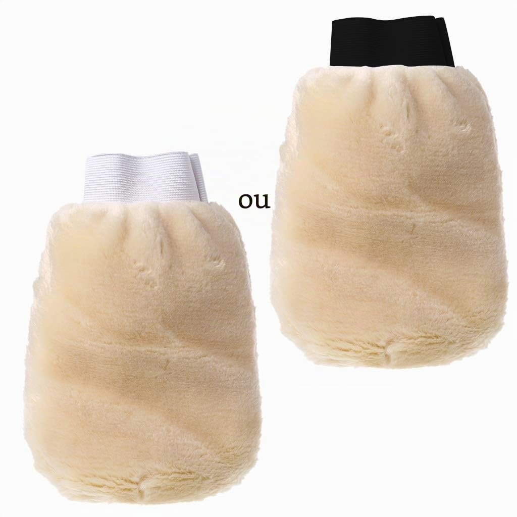 LANCHEN Gant de Lavage en Laine d'agneau synthétique de Haute qualité Gant de Nettoyage de Voiture en Peau de Mouton Douce
