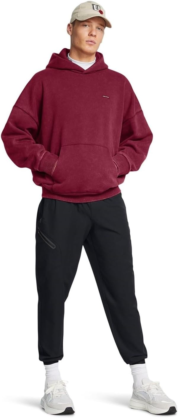 Oversized UA Icon Fleece Wash Hoodie for Men - Image 6