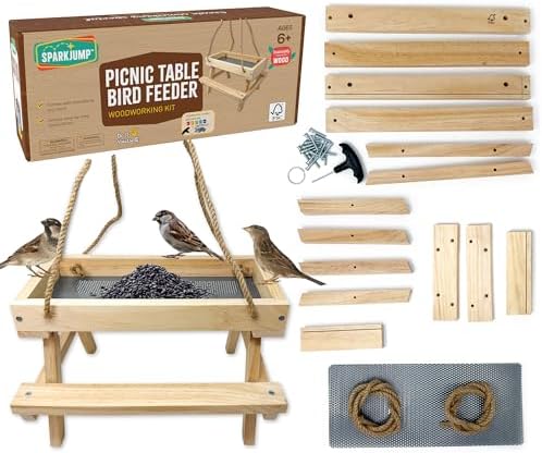 SparkJump Picnic Table Feeder for Squirrels - DIY Woodworking Pro...