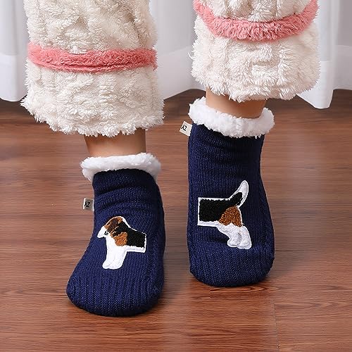 Image of ZYZX Cute Dog Slipper Socks for Women with Grips,Fuzzy Socks Indoor