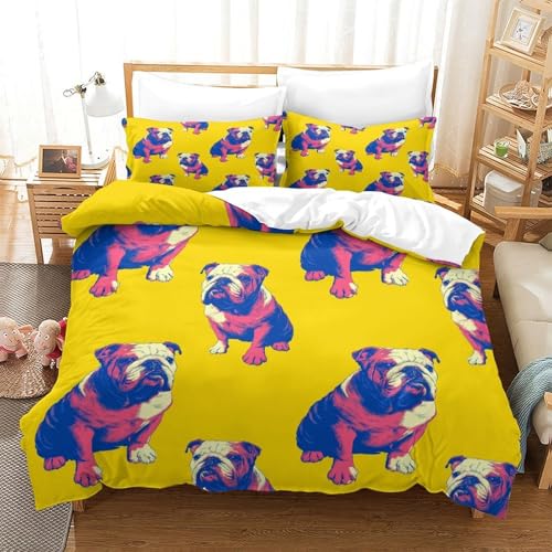 Housse de couette bouledogue avec fermeture éclair facile