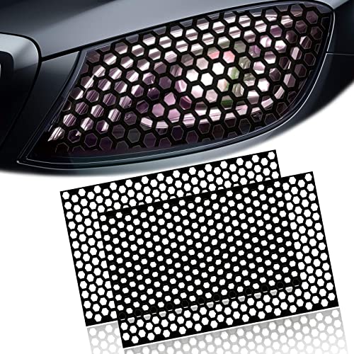 2Pcs Car Rear Tail Light Lamp Stickers Honeycomb Type Decal, Car Diy Self Adhesive Tint Film Sheet For Car Rear Headlight Headlight Taillight Cover Trim 18.89'' X 11.81''(Black) #TOP1
