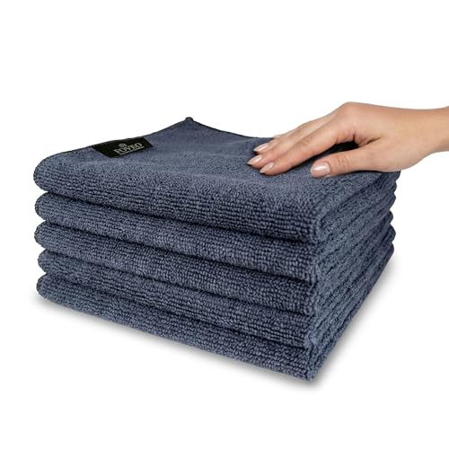 Image of FOVEO Microfiber Cloth 350 GSM - 40x40 cm, (Grey) | Ultra-Soft, Lint-Free & Streak-Free Towels for Car, Bike, Interior & Exterior Detailing, Polishing & Washing (Pack of 5)