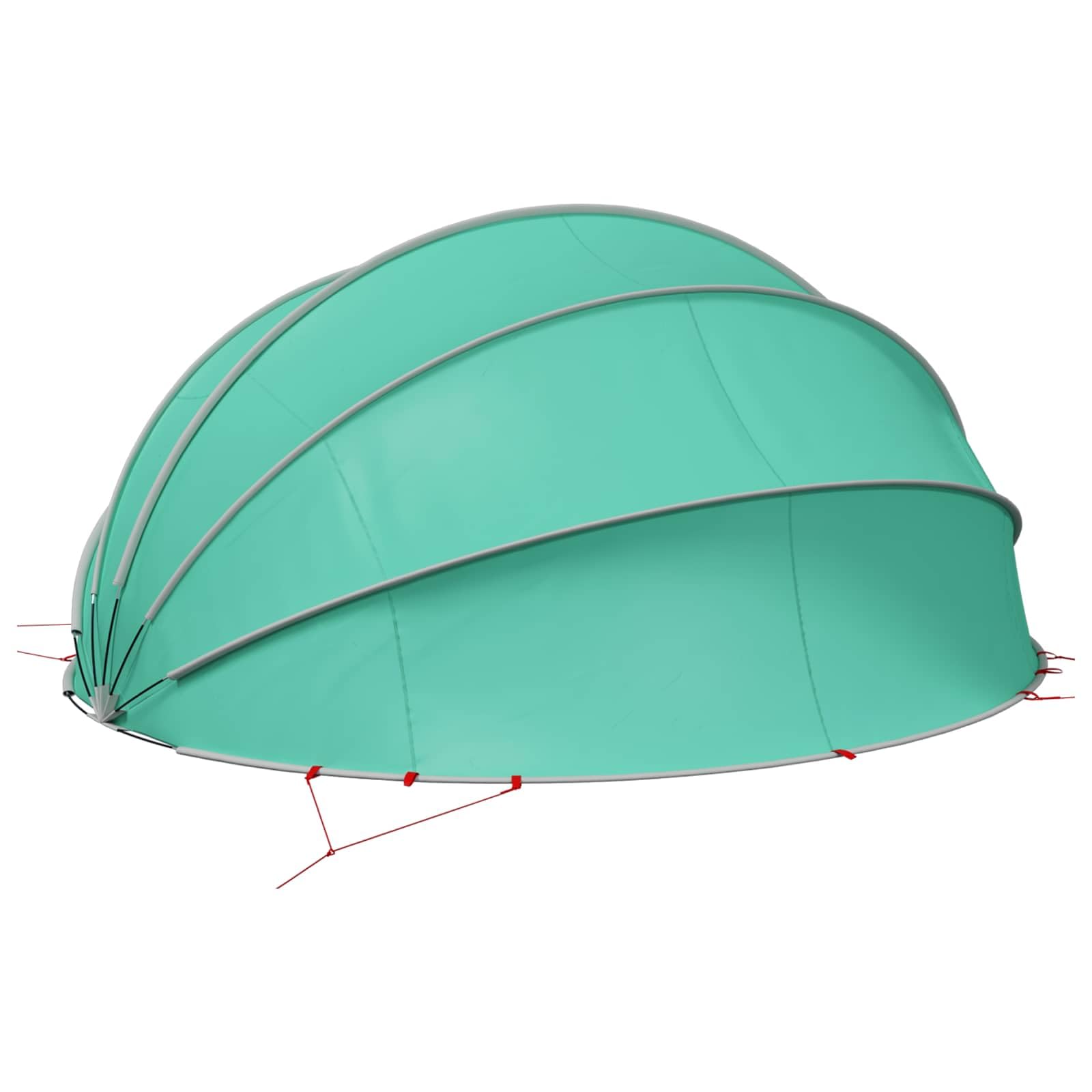 Cupola pieghevole in fibra di vetro resistente ai raggi UV, 546 x 516 x 250 cm, con borsa per il trasporto e tiranti per un facile montaggio e protezione dal sole e dalle intemperie.