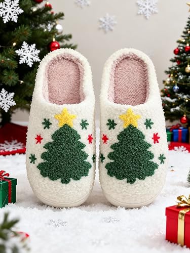 Image of Halloween Christmas Slippers Holiday Slipper House Shoes Home Slipper for Women Fuzzy Outdoor Indoor Bedroom Slippers