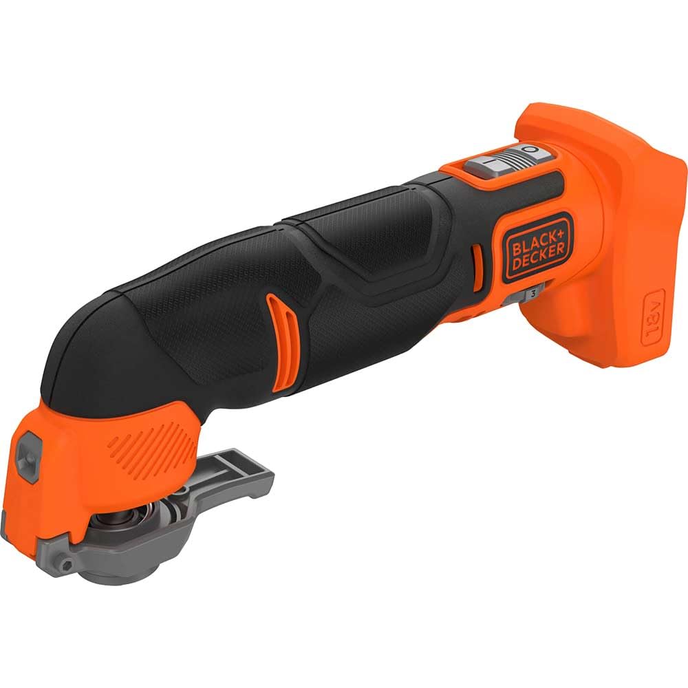 Multi-​Herramienta Oscilante 18V, velocidad variable 8.000-​18.000 opm, ángulo de oscilación 2,​8°. Incluye 18 accesorios. Sin cargador/​batería