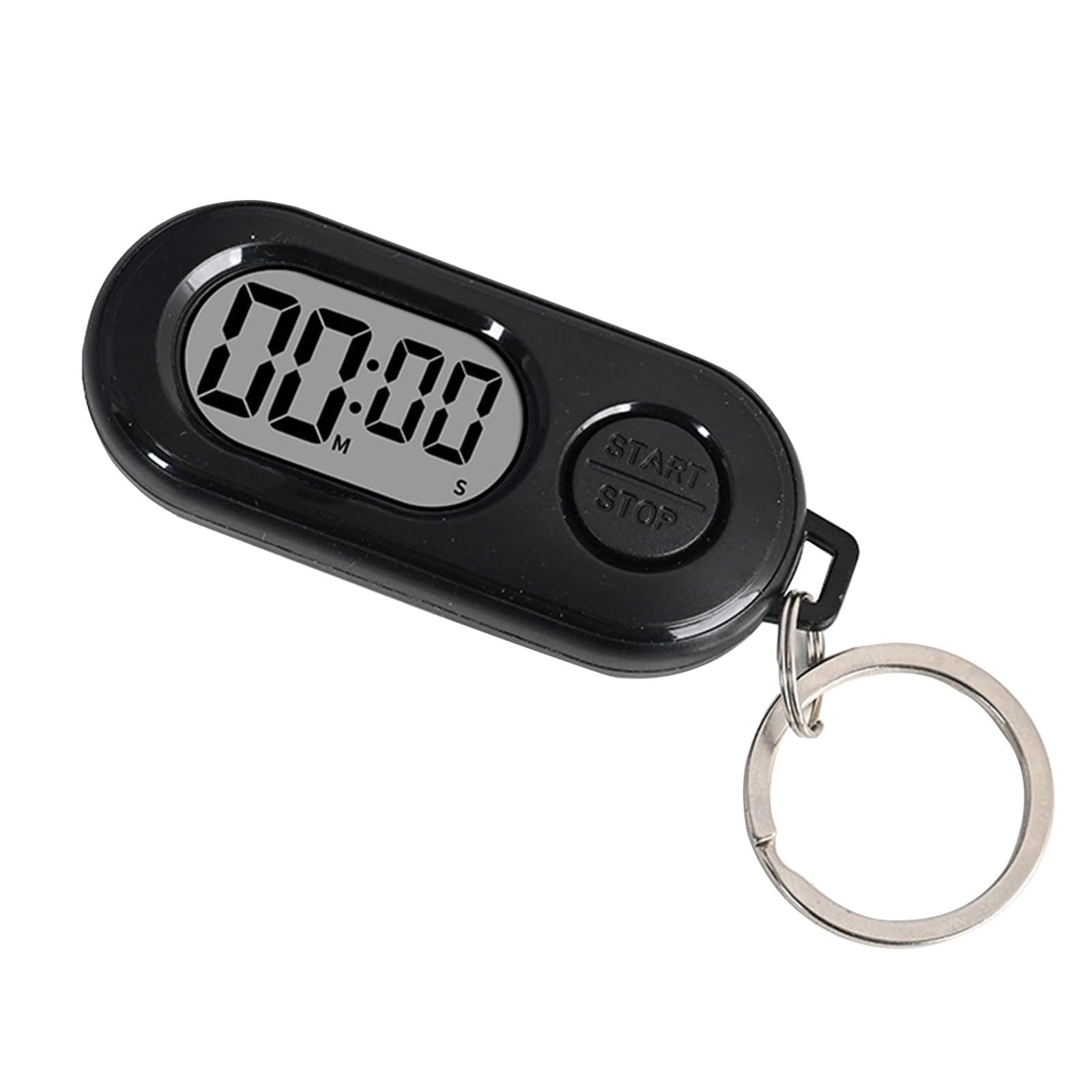 Solxion スポーツタイマー ウォッチ ストップキーホルダー付き 高精度タイマー 防水 小型 LCDディスプレ 携帯便利 勉強 ランニング 料理 ヨガ 審判用 (ブラック) - 1