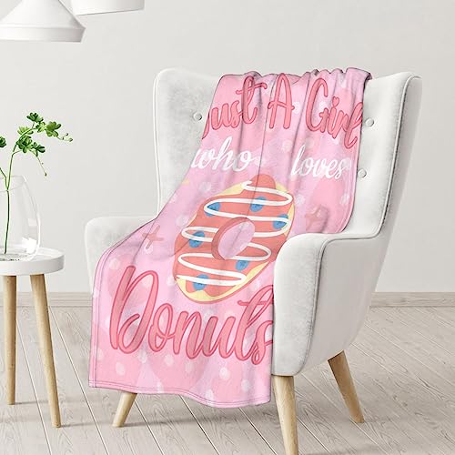 Girls Blanket - 60"x80" Cute Donut Throw Blanket Gifts for Girls - Pink Soft Fuzzy Doughnut Blanket for Bed, Couch & Living Room