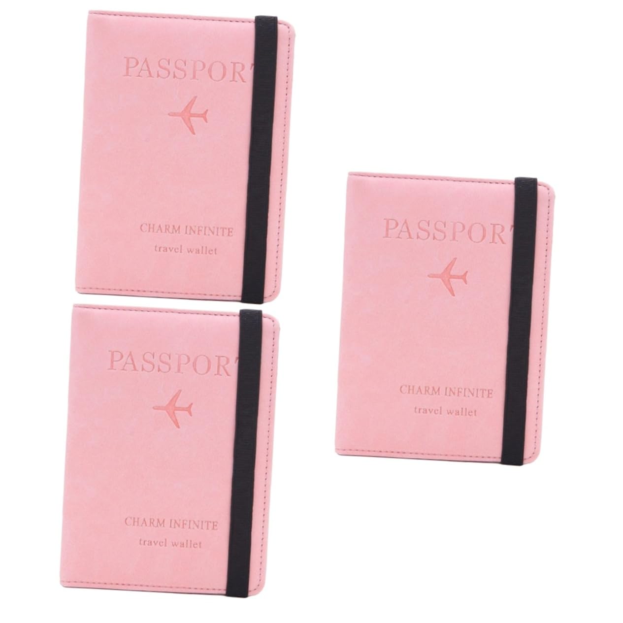 PACKOVE 3piezas Portafolio RFID De Piel PU Rosa para Pasaporte y Documentos Diseño Funcional y Compacto para Viajes De Negocios y Uso Diario