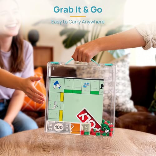 Image of Vtopmart 2 Pack Board Game Storage with Handle and Snap-Tight Latch Lid | Clear Craft Organizer Fit 12 inch x 12 inch Papers, Stackable Storage Box for Scrapbook Storage, Art Supply Storage, Puzzle Storage